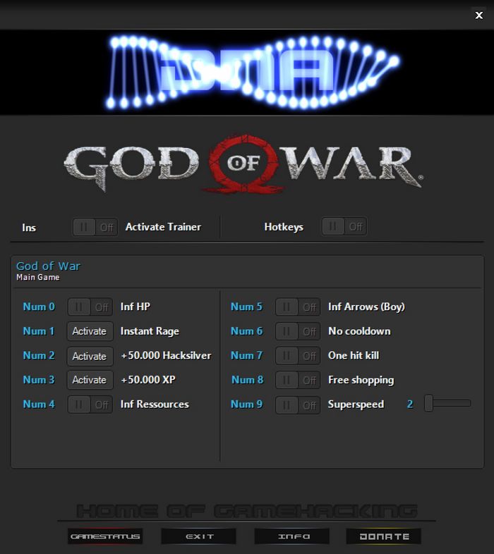 God of War: Trainer +10 v1.0.475.7534 (16.07.2022) {DNA / HoG}