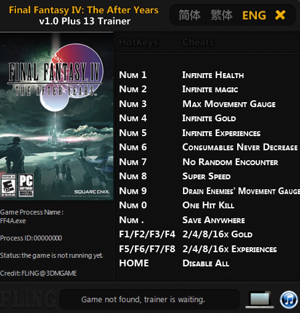 Final Fantasy IV: The After Years - Trainer +13 v1.0 {FLiNG}