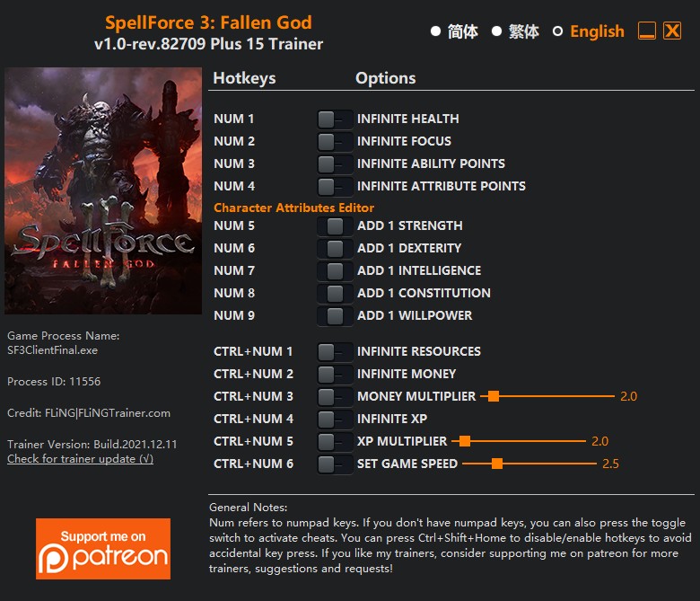 SpellForce 3: Fallen God - Trainer +15 v1.0-rev.82709 {FLiNG}
