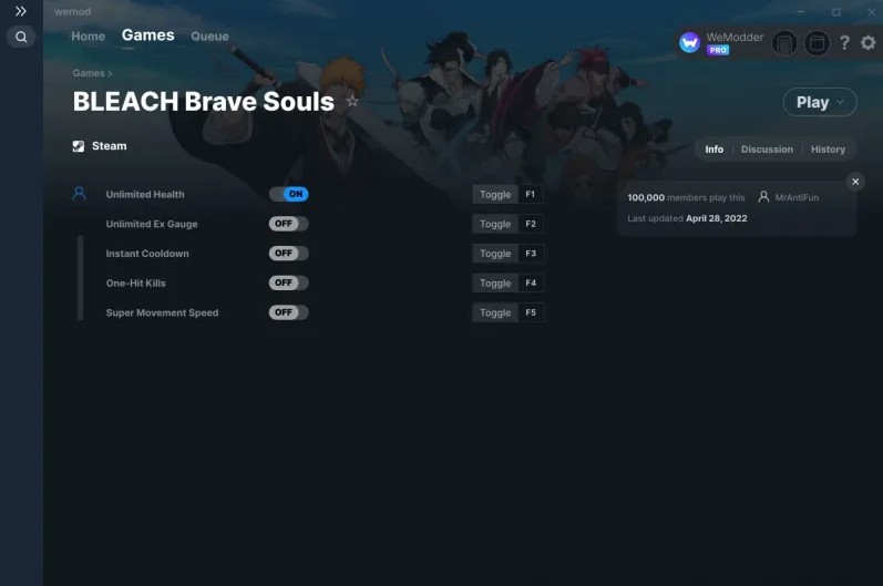 Bleach: Brave Souls - Trainers +5 v29.04.2022 {MrAntiFun / WeMod}