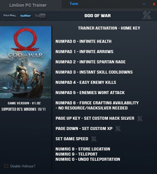 God of War: Trainer +11 v1.02 UPD: 25.04.2022 {LinGon}