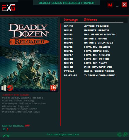 Deadly Dozen Reloaded: Trainer +12 v1.03 {FutureX}