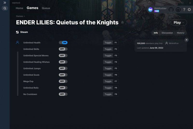 Ender Lilies: Quietus of the Knights - Trainer +9 v06.06.2022 {MrAntiFun / WeMod}