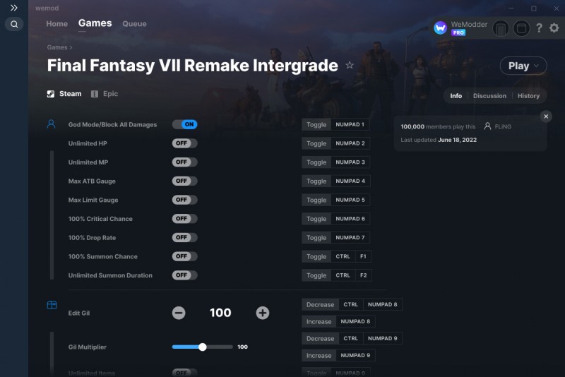 Final Fantasy VII Remake Intergrade: Trainer +24 v18.06.2022 {FLiNG / WeMod}