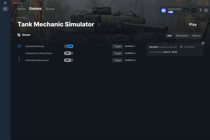 Tank Mechanic Simulator: Trainer +3 v21.06.2022 {STiNGERR / WeMod}