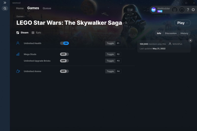 LEGO Star Wars: The Skywalker Saga - Trainer +4 v21.05.2022 {MrAntiFun / WeMod}