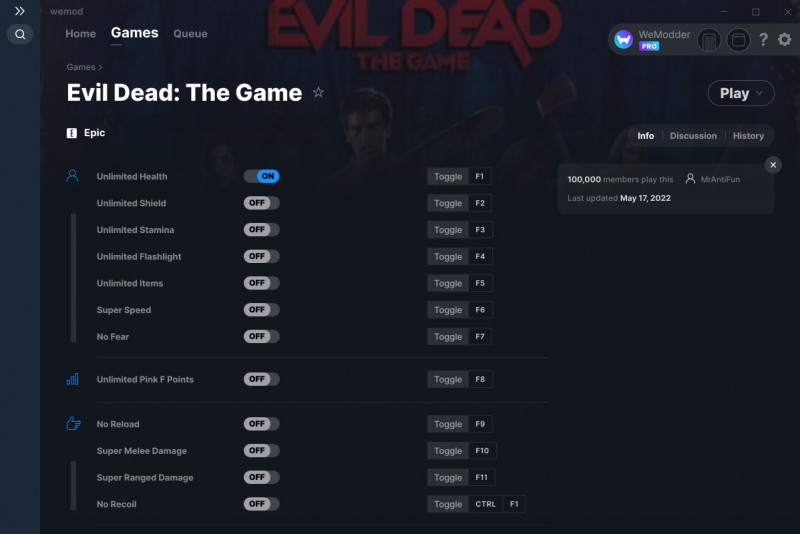 Evil Dead: The Game - Trainer +13 v17.05.2022 {MrAntiFun / WeMod}