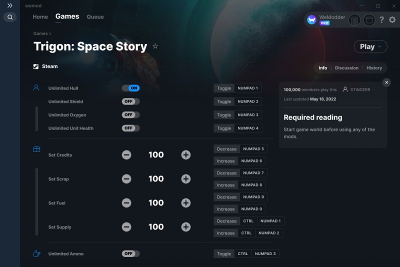 Trigon: Space Story - Trainer +10 v18.05.2022 {STiNGERR / WeMod}