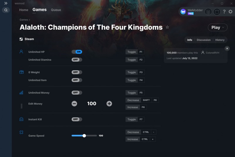 Alaloth: Champions of The Four Kingdoms - Trainer +8 v13.07.2022 {ColonelRVH / WeMod}