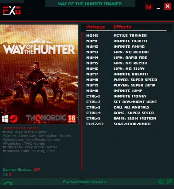 Way of the Hunter: Trainer +16 v1.15.0.78117 {FutureX}