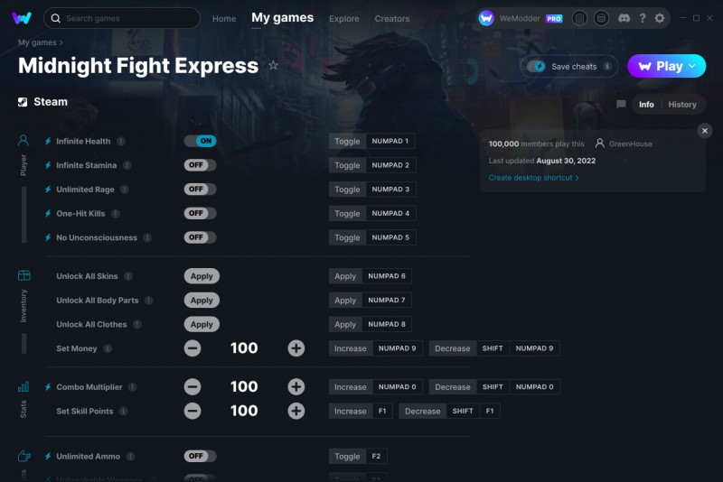 Midnight Fight Express: Trainer +14 v30.08.2022 {GreenHouse / WeMod}
