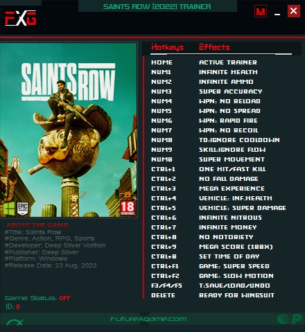 Saints Row (2022): Trainer +24 v1.1.4.4380107 {FutureX}
