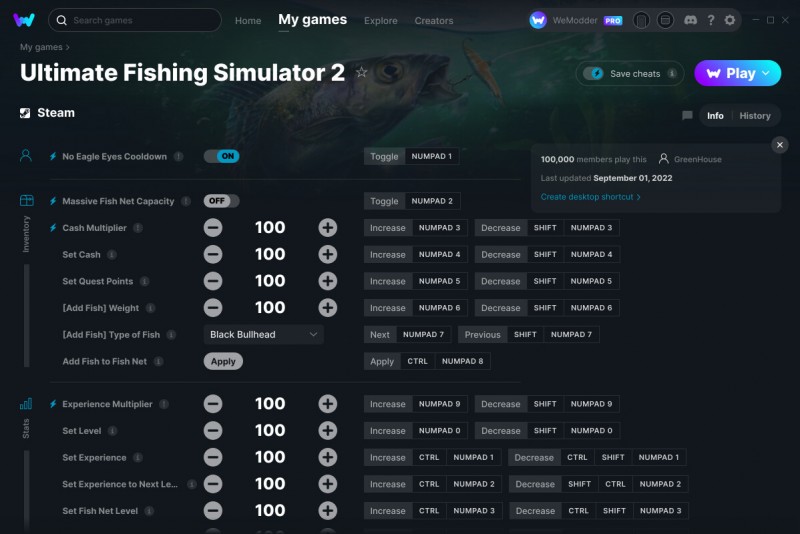 Ultimate Fishing Simulator 2: Trainer +24 v01.09.2022 {GreenHouse / WeMod}
