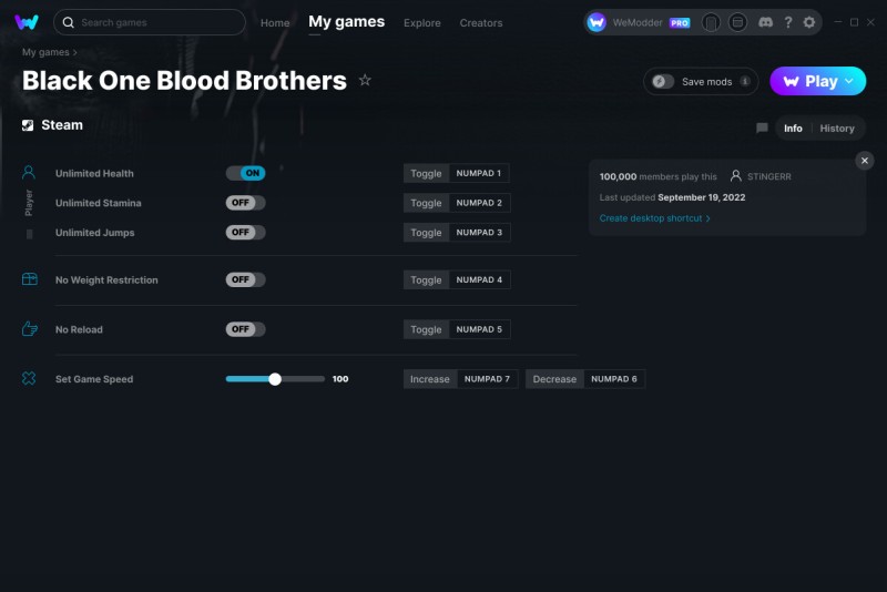 Black One: Blood Brothers - Trainer +6 v19.09.2022 {STiNGERR / WeMod}