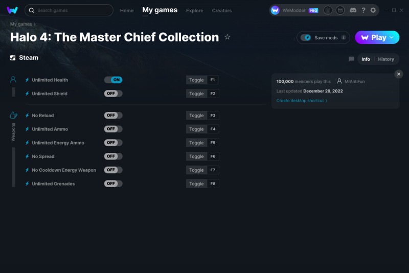 Halo 4: The Master Chief Collection - Trainer +8 v29.12.2022 {MrAntiFun / WeMod}