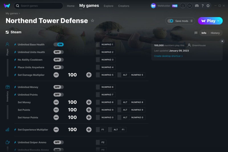 Northend Tower Defense: Trainer +15 v09.01.2023 {GreenHouse / WeMod}