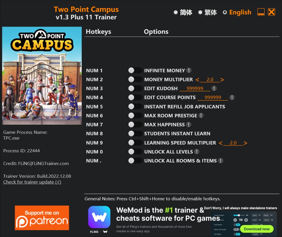 Two Point Campus: Trainer +11 v1.3 {FLiNG}