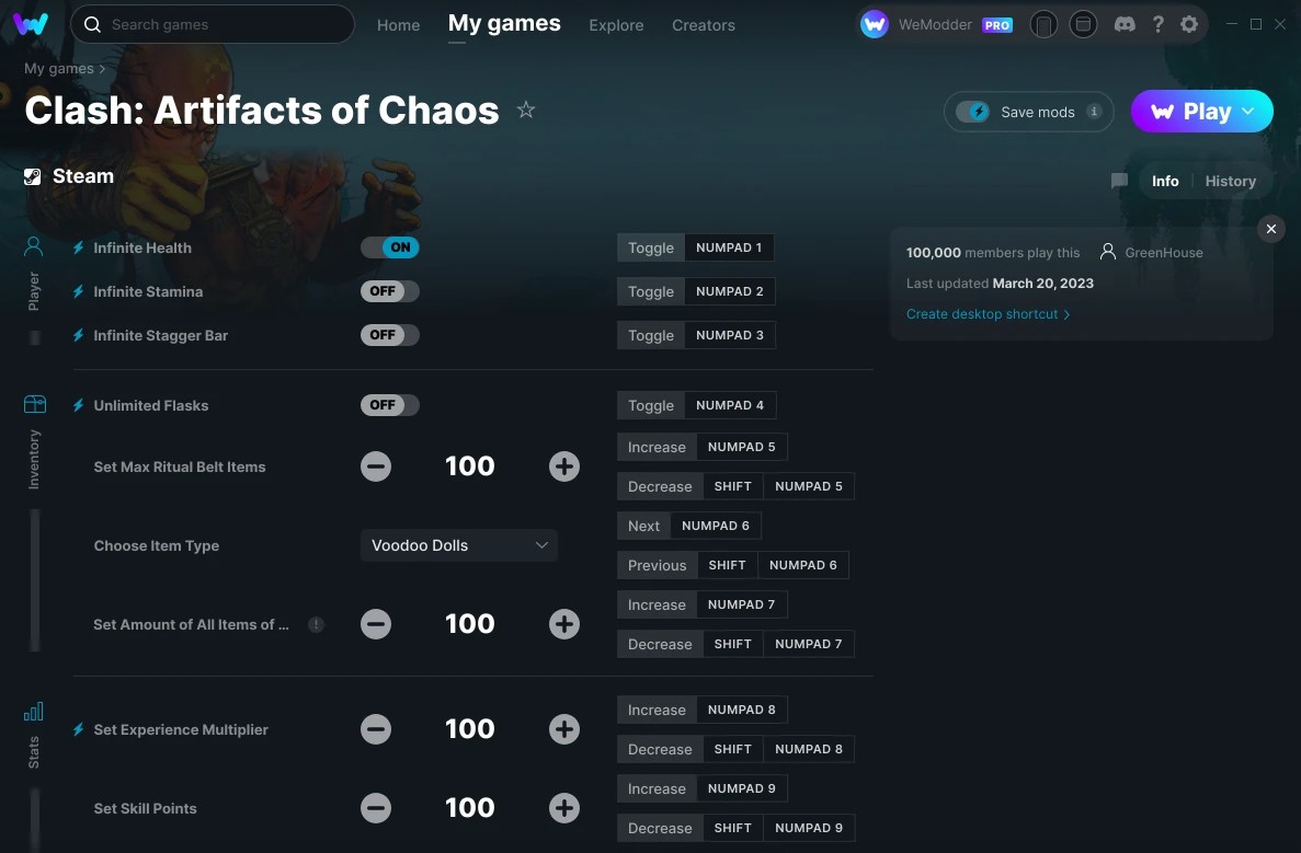 Clash: Artifacts of Chaos - Trainer +20 v20.03.2023 {GreenHouse / WeMod}
