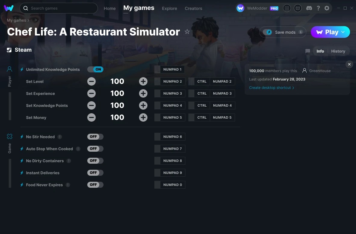 Chef Life: A Restaurant Simulator - Trainer +10 v28.02.2023 {GreenHouse / WeMod}