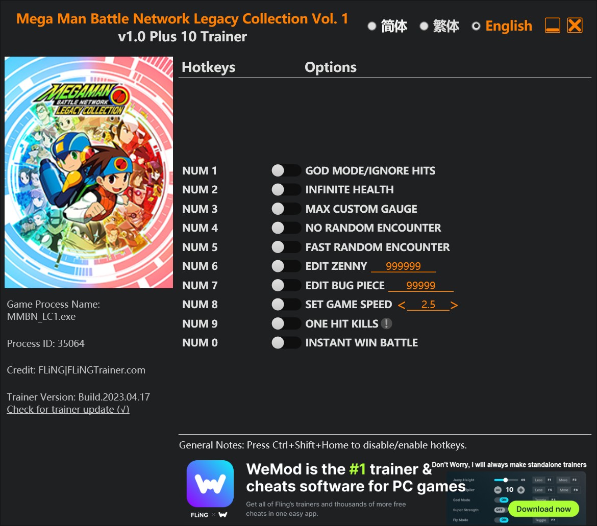 Mega Man Battle Network Legacy Collection Vol. 1 Trainer +10 v1.0 {FLiNG}