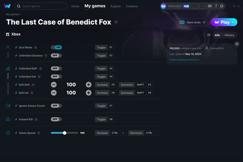 The Last Case of Benedict Fox: Trainer +9 v10.05.2023 {ColonelRVH / WeMod}