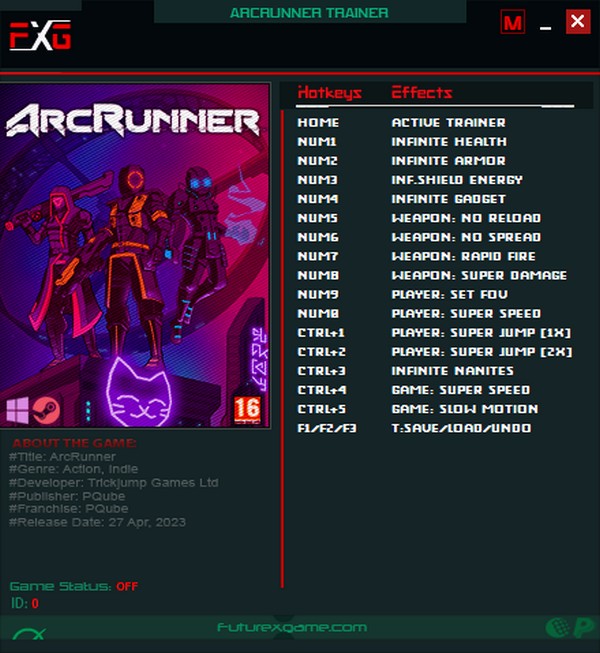 ArcRunner: Trainer +15 v1.0.0.2 {FutureX}