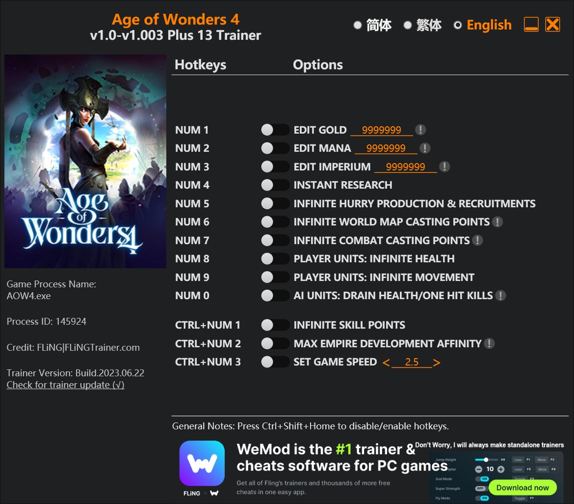 Age of Wonders 4: Trainer +13 v1.0-v1.003 {FLiNG}