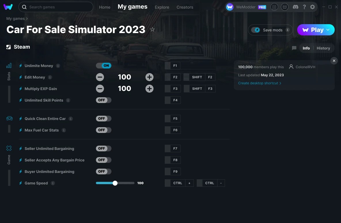 Car For Sale Simulator 2023: Trainer +10 v22.05.2023 {ColonelRVH / WeMod}