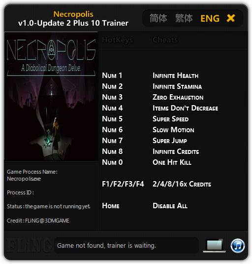 NECROPOLIS: A Diabolical Dungeon Delve  - Trainer +10 v1.0 Update 2 {FLiNG}