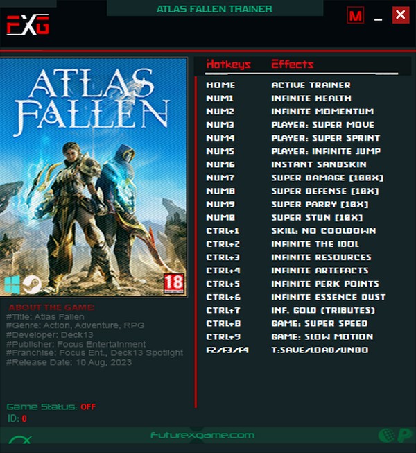 Atlas Fallen: Trainer +20 v10.08.2023 {FutureX}