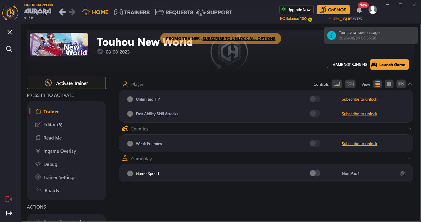 Touhou: New World - Trainer +10 ORIGINAL v2023.08.08 {CheatHappens.com}
