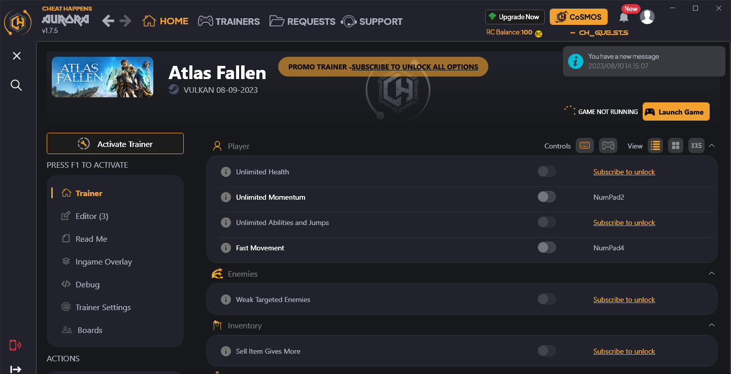 Atlas Fallen: Trainer +10 ORIGINAL {CheatHappens.com}