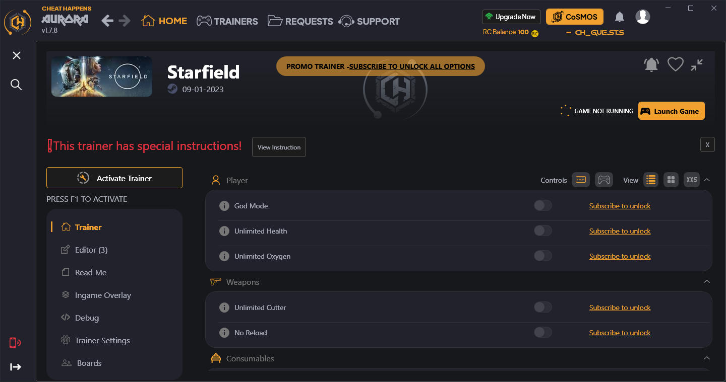 Starfield: Trainer +17 {CheatHappens.com}