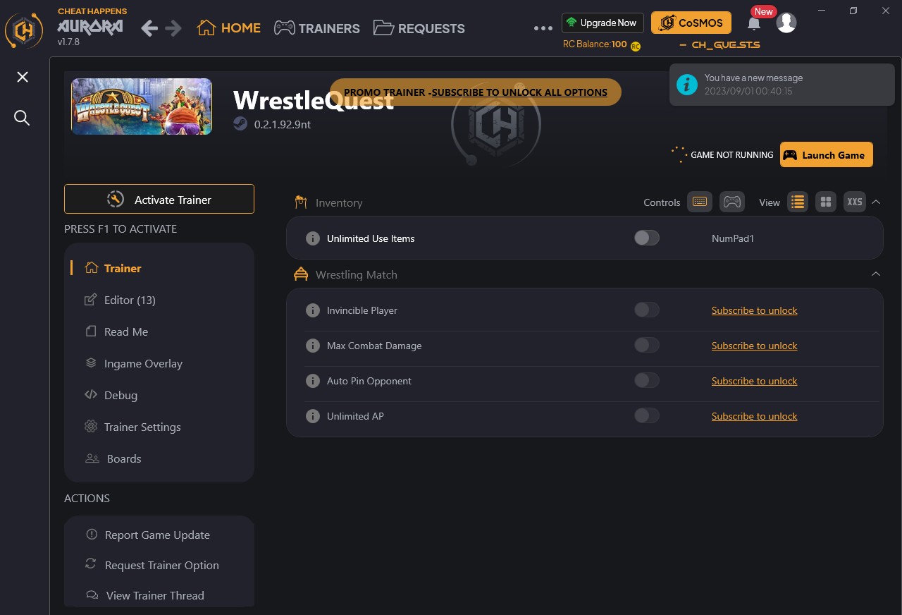 WrestleQuest: Trainer +18 {CheatHappens.com}