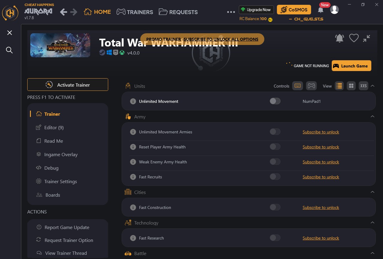 Total War: Warhammer 3 - Trainer +24 v4.0.0 {CheatHappens.com}