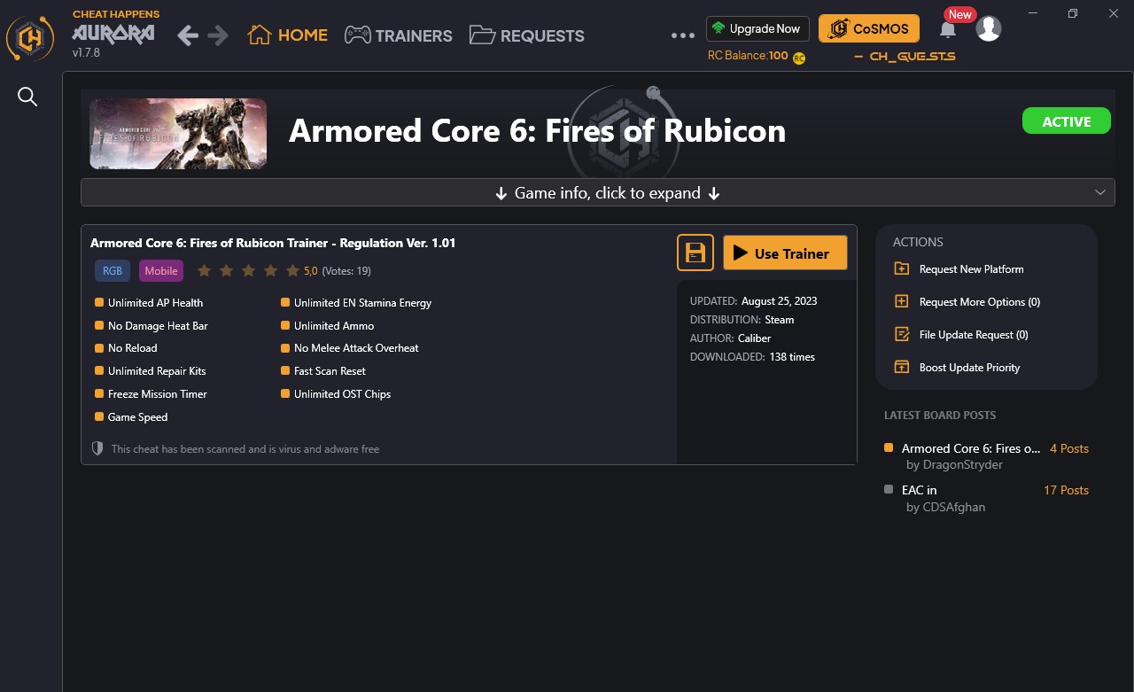 Armored Core 6: Fires of Rubicon - Trainer +12 {CheatHappens.com}