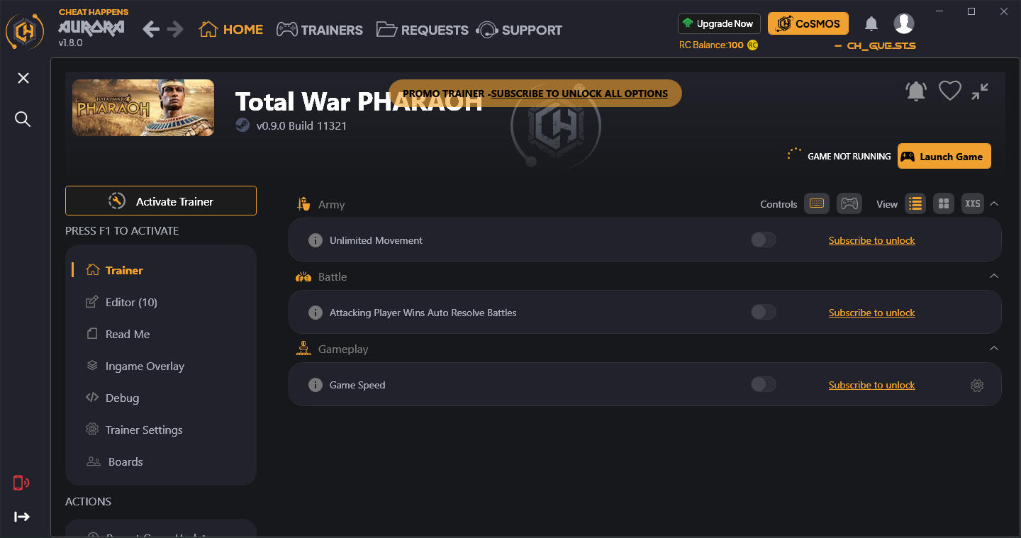 Total War: PHARAOH - Trainer +13 v0.9.0 Build 11321 {CheatHappens.com}