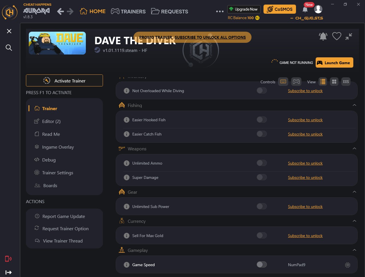 Dave the Diver: Trainer +11 v1.01.1119 V2 {CheatHappens.com}