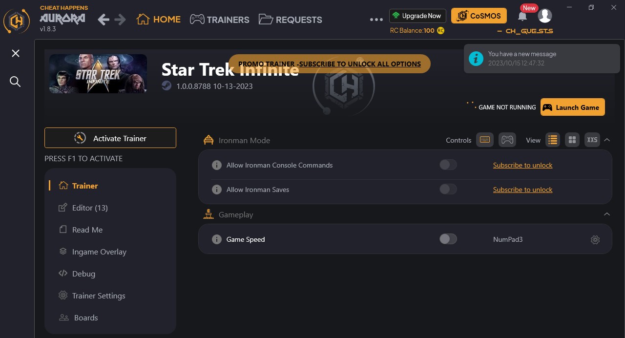 Star Trek: Infinite - Trainer +16 - v1.0.0.8788 V2 {CheatHappens.com}