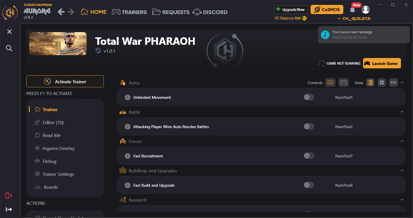 Total War: PHARAOH - Trainer +17 v1.0.1 {CheatHappens.com}