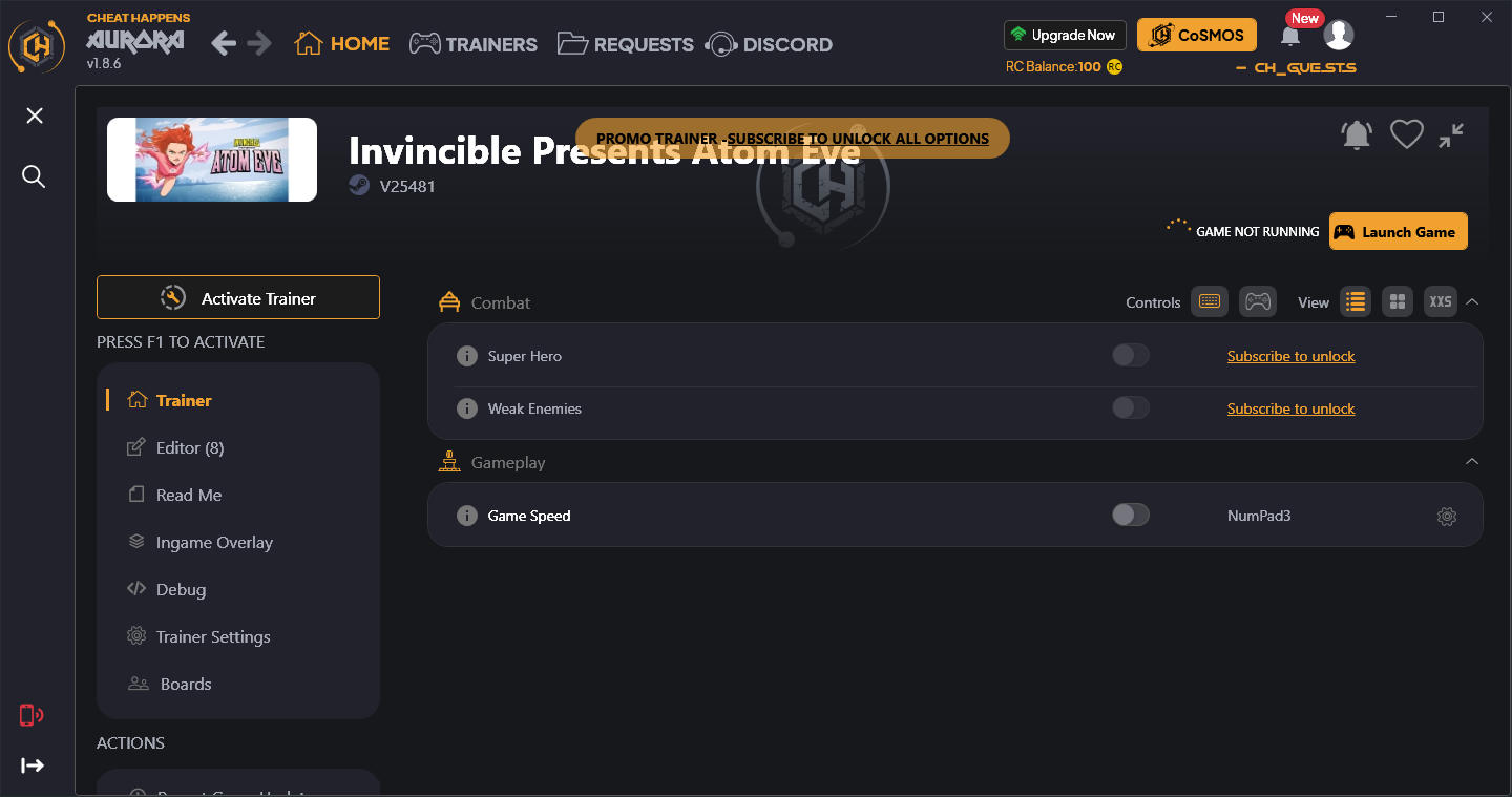Invincible Presents: Atom Eve - Trainer +11 {CheatHappens.com}