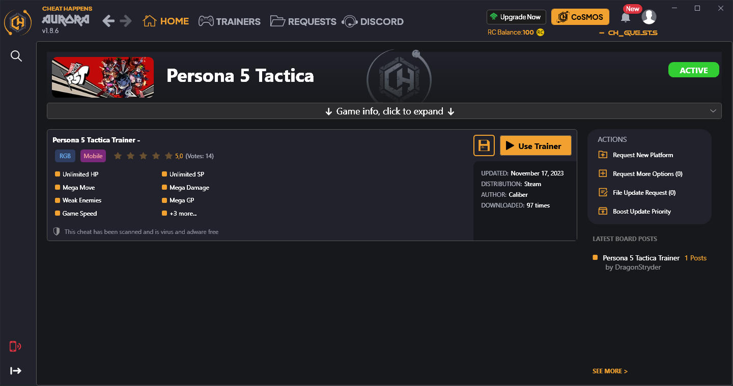 Persona 5 Tactica: Trainer +11 {CheatHappens.com}