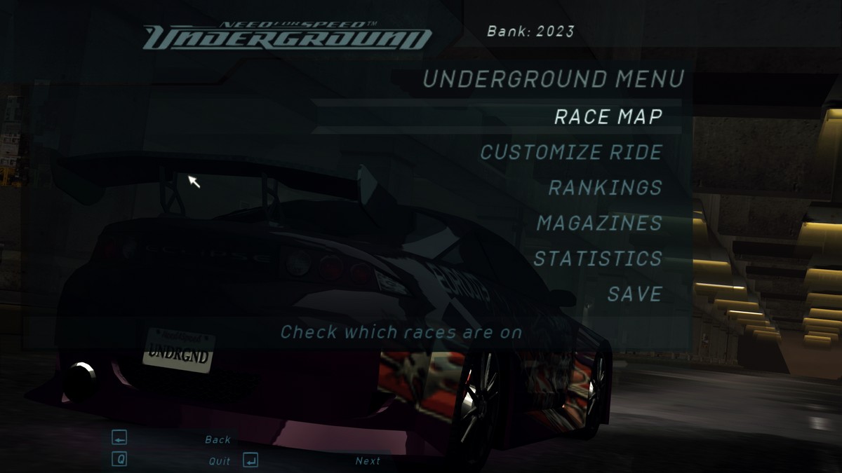 Need For Speed: Underground - Save Game (Mitsuibshi Eclipse at the start of the game)