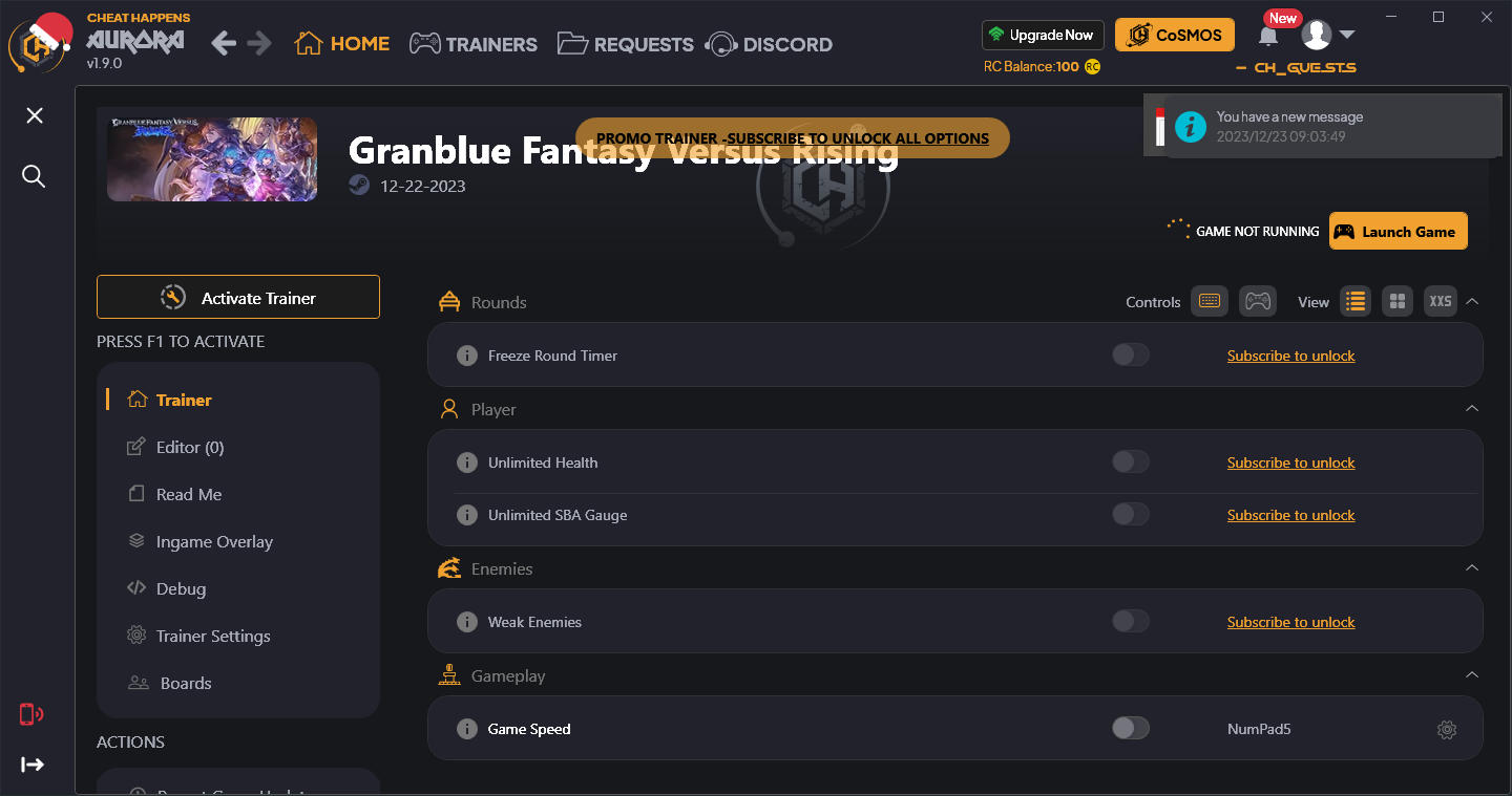 Granblue Fantasy Versus: Rising - Trainer +5 {CheatHappens.com}