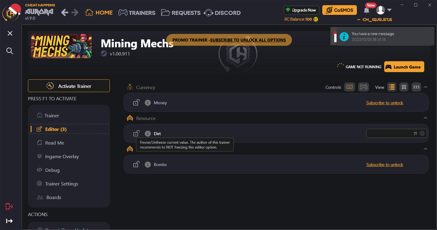 Mining Mechs: Trainer +4 {CheatHappens.com}