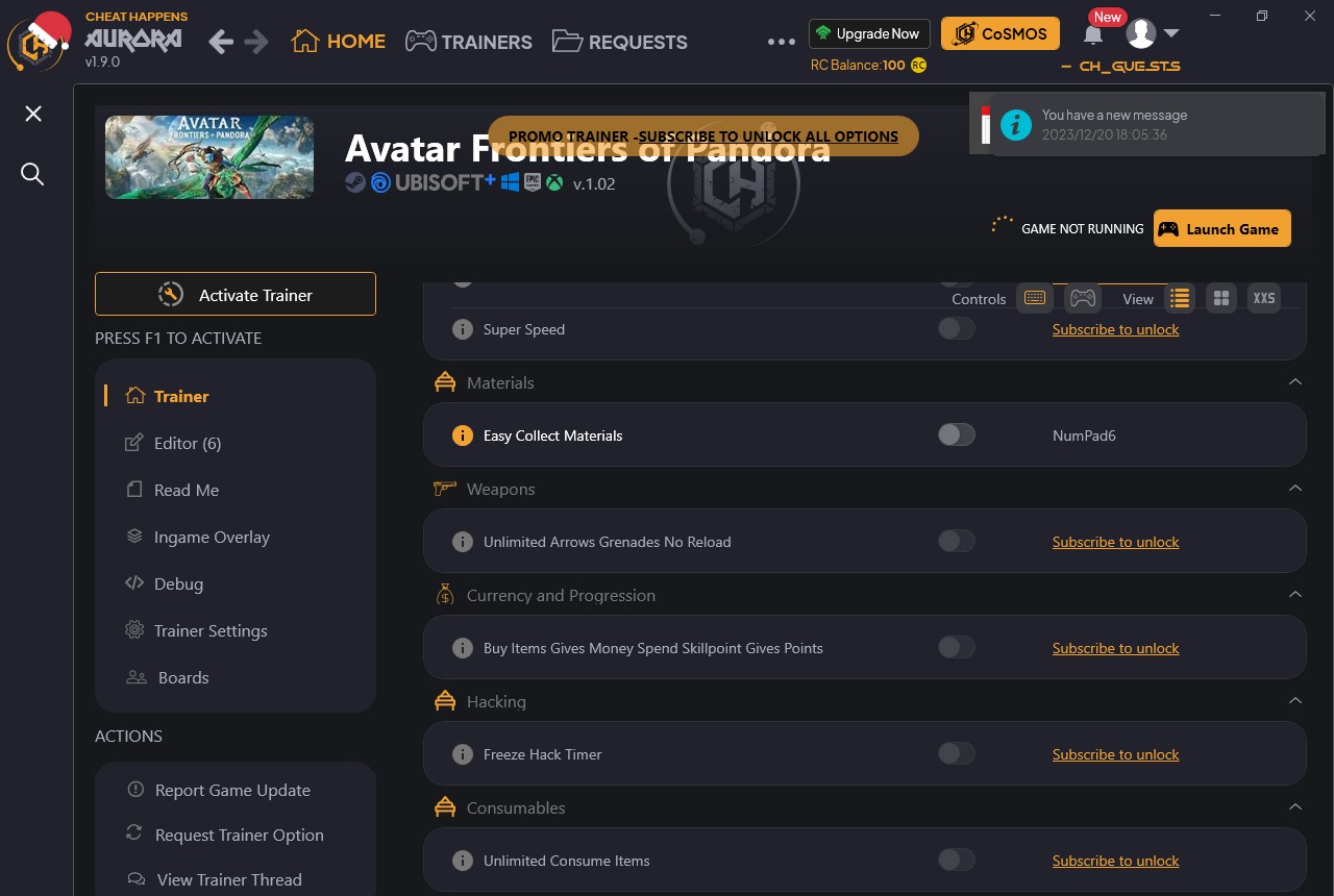 Avatar: Frontiers of Pandora - Trainer +14 v1.02 {CheatHappens.com}