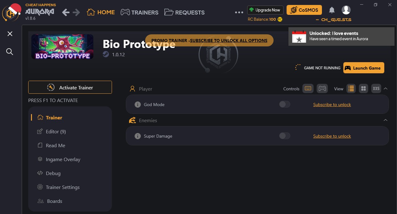 Bio Prototype: Trainer +11 {CheatHappens.com}