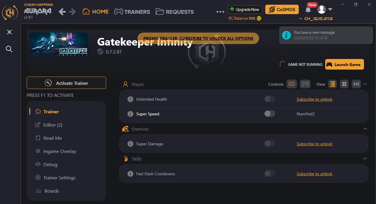 Gatekeeper: Infinity - Trainer +6 {CheatHappens.com}