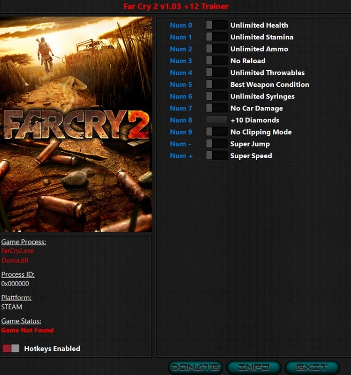 Far Cry 2: Trainer +12 v1.03 {iNvIcTUs oRCuS / HoG}