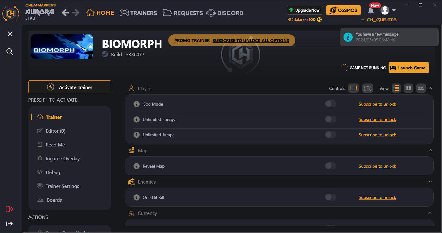 Biomorph: Trainer +8 {CheatHappens.com}
